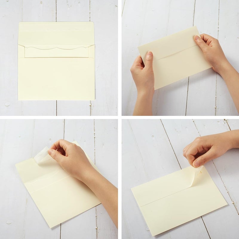 Toperd 100 Pack A7 Envelopes with Colorful Blank 5 x 7 Cards Self-Adhesive Business Envelopes Invitations Cards Envelopes (Cream, A7) - Image 3